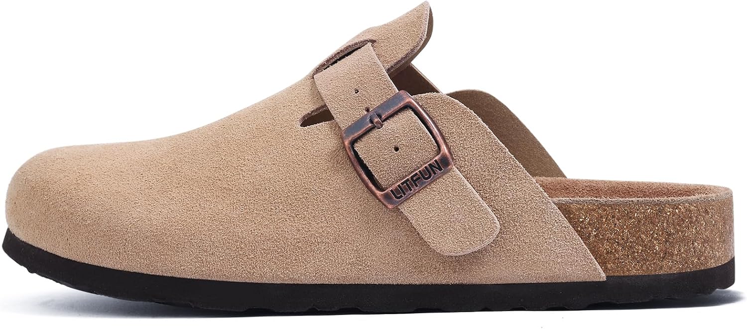 Litfun Unisex Genuine Suede Clogs Soft Footbed Leather Potato Shoes Comfort Slip On Clogs with Arch Support - Image 4