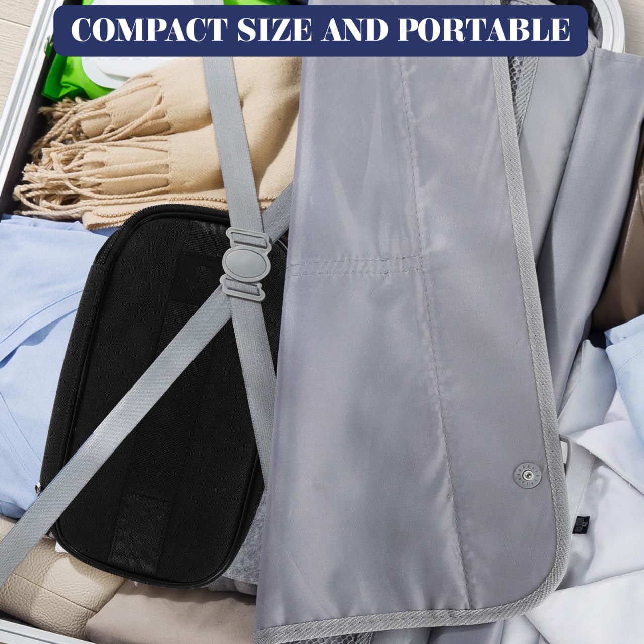 Schwarze Reisekosmetiktasche mit Mehreren Fächern aus Oxford Stoff | Platzsparend für Koffer, Tragbar für Party und Reise, für Make Up und Nagelwerkzeug