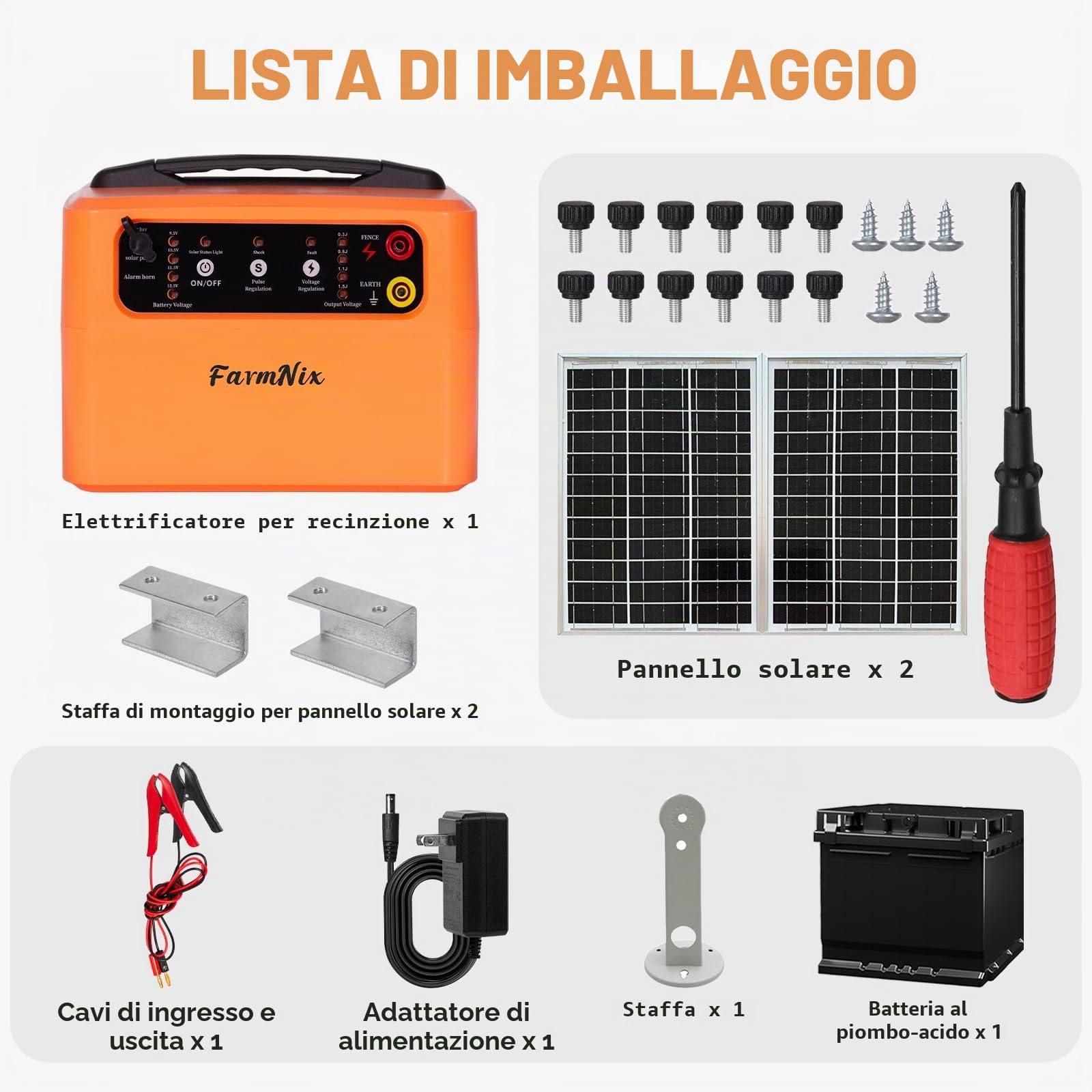 48KM Pastore Elettrico Solare 12V, 0.3-1.5J, 6KV-12KV | Recinzione Elettrica regolabile Pastore elettrico mit Batteria 7Ah, con Pannello Solare da 15W per Animali Grandi e Piccoli
