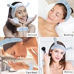 Spa Headband and Wristband Set, Face Wash Headband Makeup Skincare Headband Wrist Bands for Washing Face (blue)
