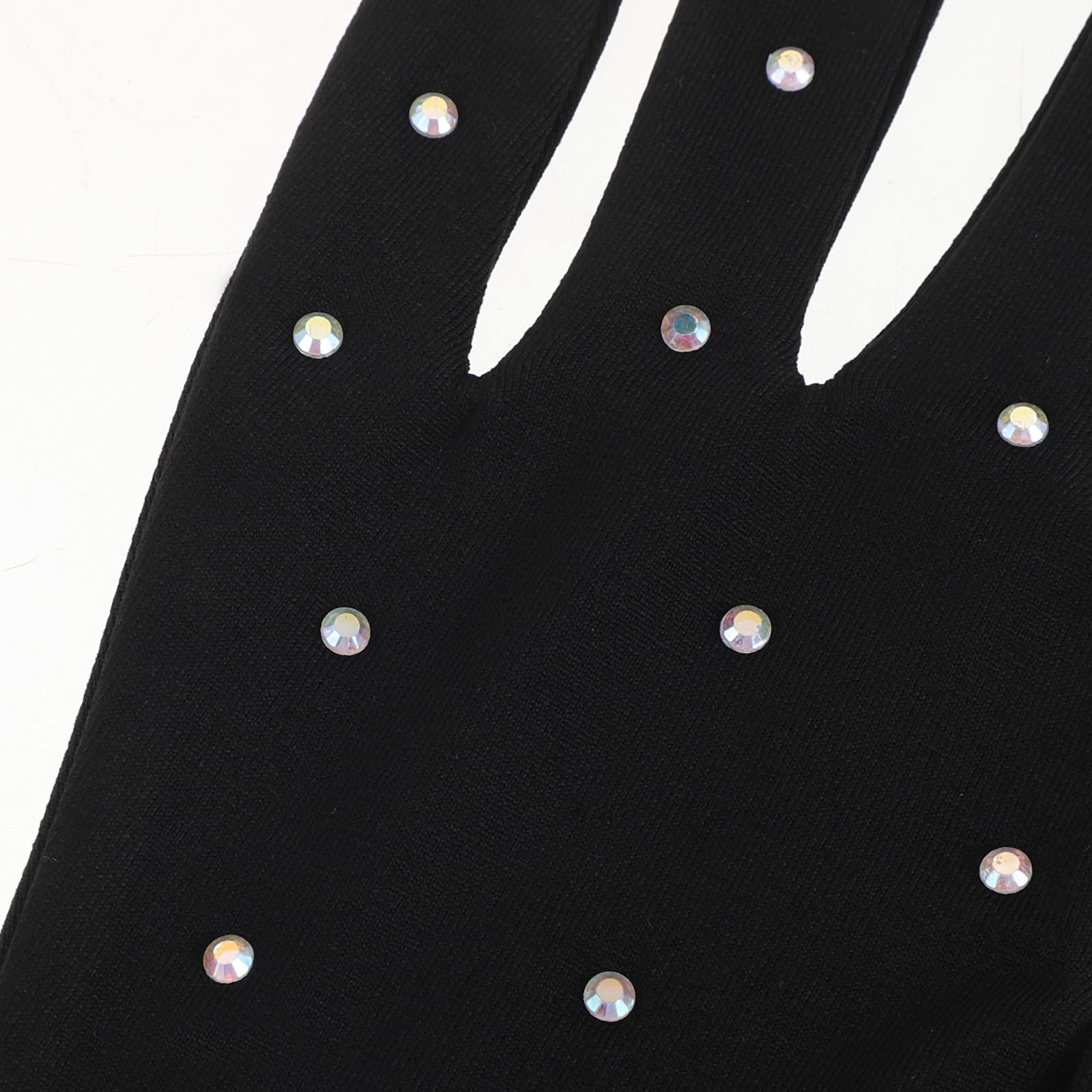 BUGUUYO Guantes para Patinaje Artístico sobre Hielo para Mujer, Talla L, Color Negro Opaco, con Decoración de Gemas de Imitación, Antideslizantes y Térmicos, Accesorios para Patinaje — view 3