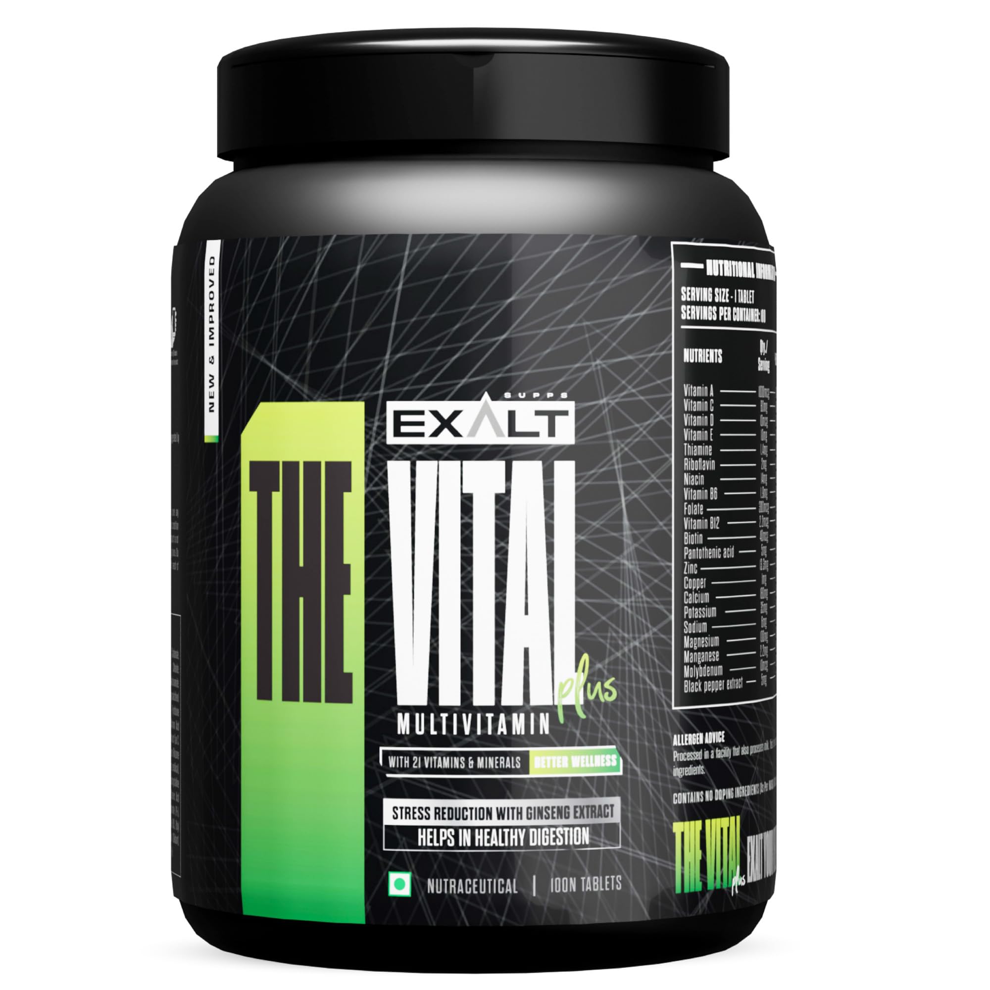 [BRSROCY5AAFWAHYY] The Vital Multivitamins | 100 Tablets | 25 Vitamin & Minerals | Purest form | Boost Energy | Better Wellness | Helps in overall growth | Immunity Booster