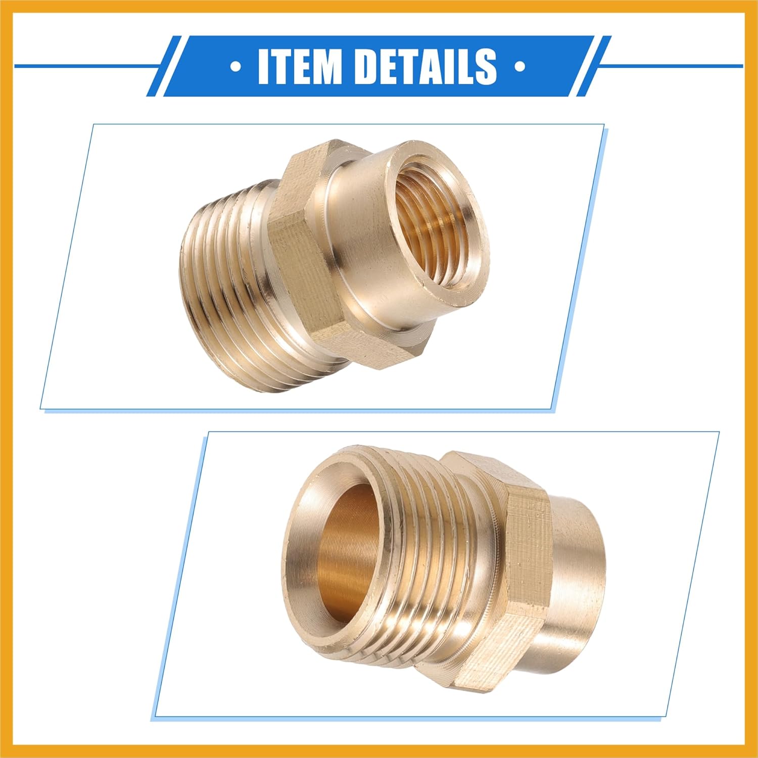 Pressure Washer Connector, M14x1.5 to 14mm M22x1.5 Male and Female Adapter Brass Screw Hose Connector Universal for Pressure Washer Quick Connect Brass Copper Tone Replacement
