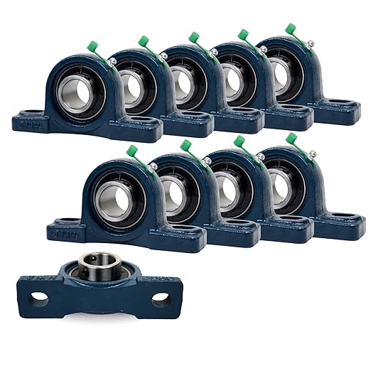 Jeremywell UCP204-12 Pillow Block Bearing (10 Pack), 3/4 inch Bore, 2 Bolt Flange Mounted, Solid Cast Iron Base, Self-Alignment