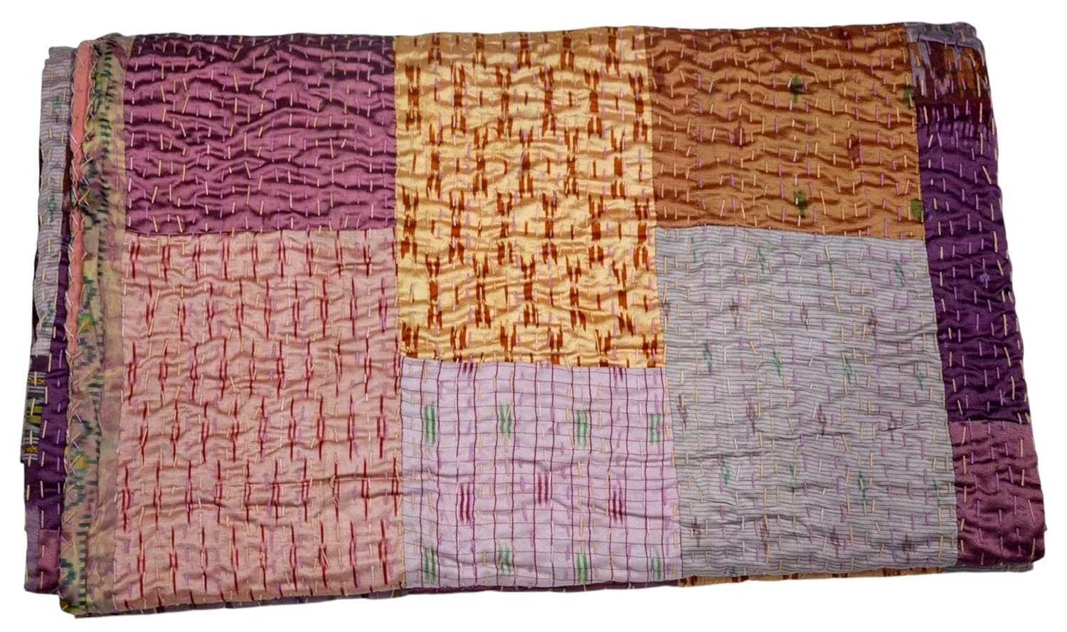 trapunta in stile indiano - trapunta estiva patchwork - trapunte vintage doppie dimensioni - coperte tradizionali - coperta kantha - trapunta indiana patchwork