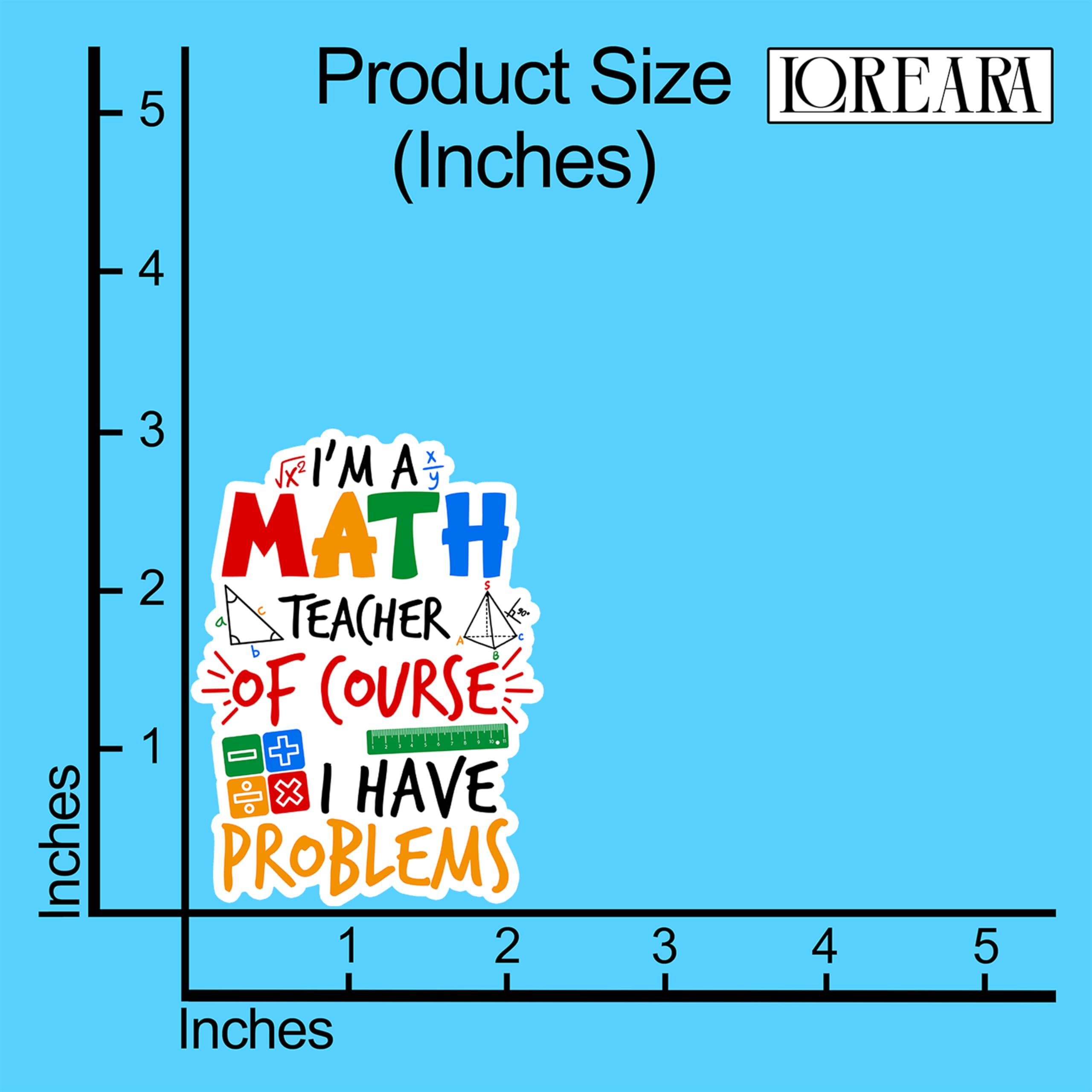 Lustige Mathematiklehrer-Aufkleber mit der Aufschrift "I'm A Math Teacher of Course I Have Problems", pädagogische Dekoration, wasserdicht, Vinyl-Aufkleber für Trinkflasche, Laptop, Handy, Notebook