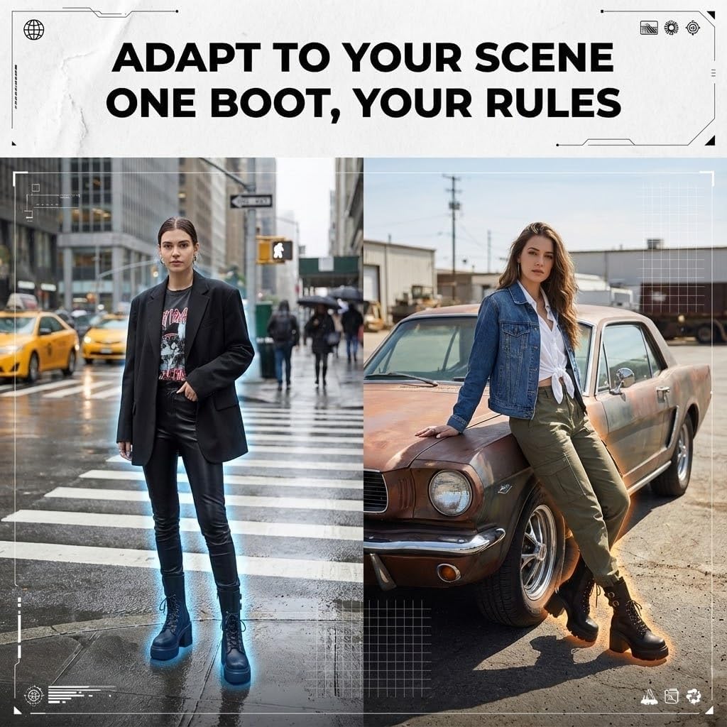 Women's Mid-Calf Leather Boots Extreme 12cm Platform Side Zipper, Plush Lined Winter Booties for Women, Chunky Heel Shoes US Size