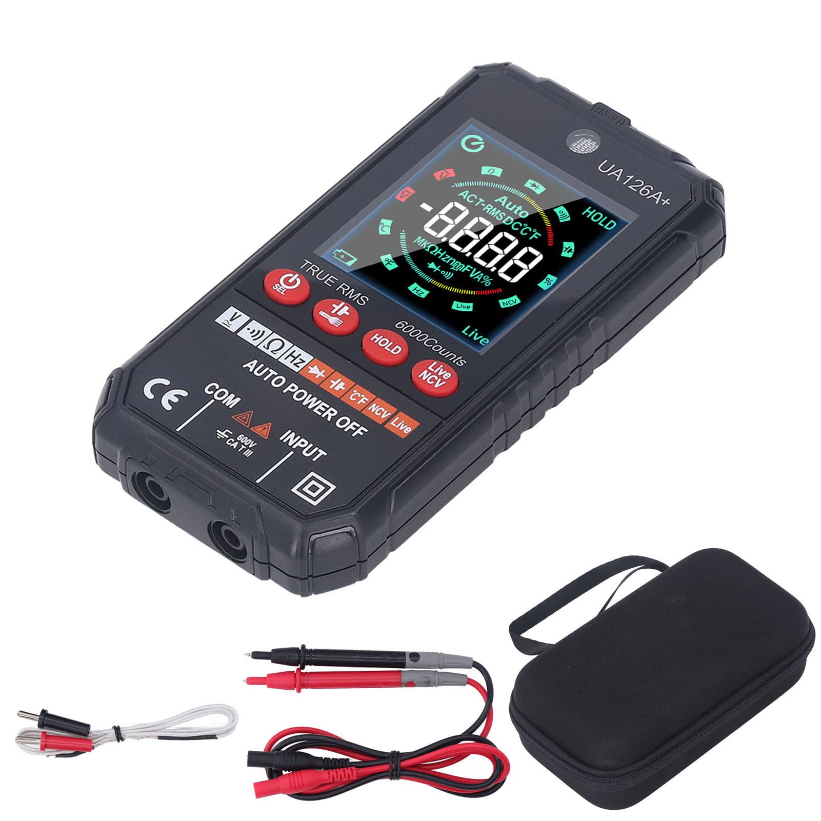 Intelligentes Multimeter mit digitalem Display, automatischer Volt- und Amperemeter-Anzeige, industriellem Einsatz, ABS-Gehäuse, Farbbildschirm und LED-Taschenlampe. Breites