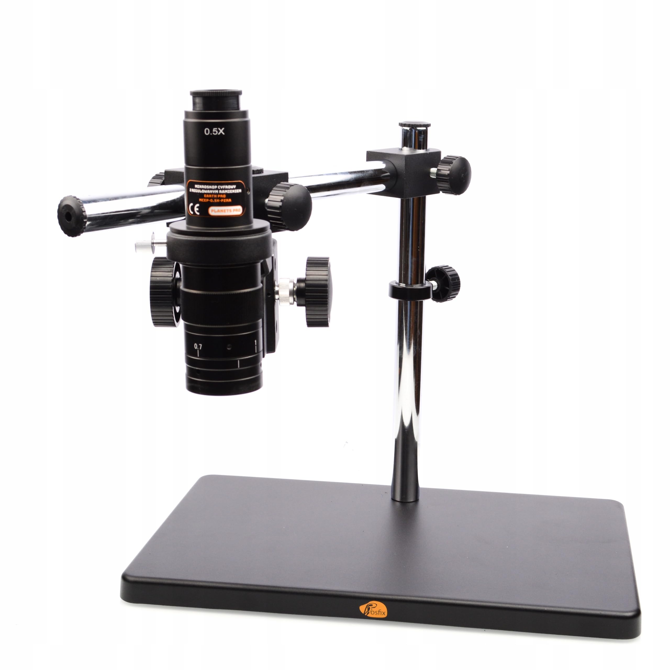 Rosfix Zestaw Earth Pro MCEP-0.5X-PZRR – cyfrowy mikroskop stereo z zoomem 7-45x i mocowaniem C | światło pierścieniowe LED 56x i kamera HDMI/USB | do elektroniki, laboratorium, przemysłu, biologii