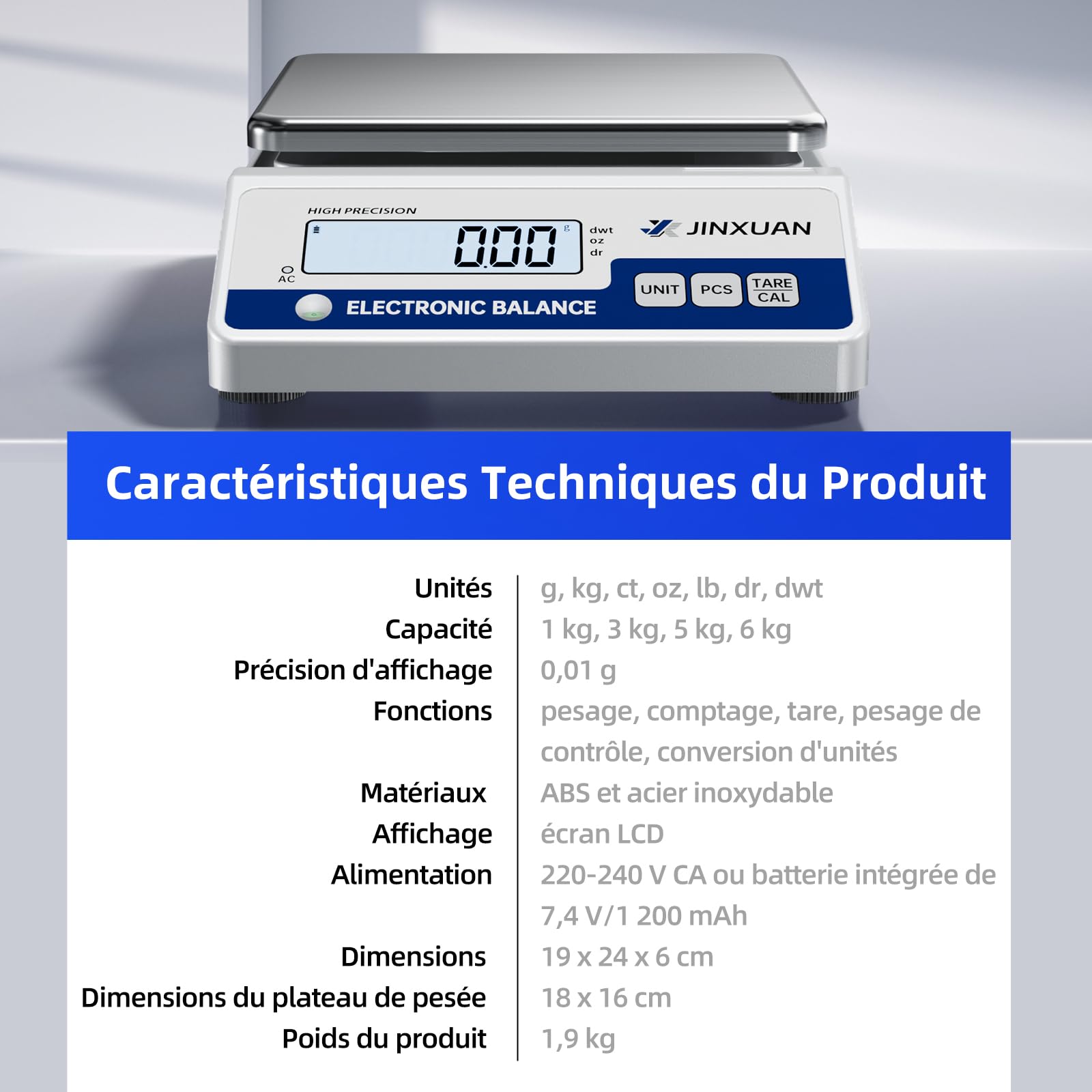 Laborwaage 6000g x 0.01g Analysewaagen Grammwaage Präzisionswaage Schmuckwaage Digitalwaage mit einer Genauigkeit von 0,01 Gramm