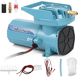 Hanchen エアーポンプ 18W 水槽用 酸素供給 水槽曝気 12V 吐出量 38L /分 吐出口6つ 逆流防止弁付 お釣り用具