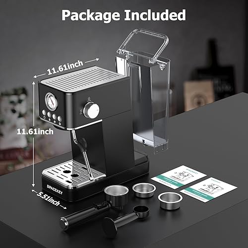 Miniatura 8 de Spacekey Máquina de café expreso con espumador de leche, máquina de café espresso profesional de 20 bares, máquinas de café espresso semiautomáticas