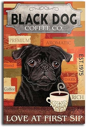 Letrero de metal vintage negro con texto en inglés Love at first sip, decoración divertida para el hogar, baño, bar, cafetería, club, decoración de