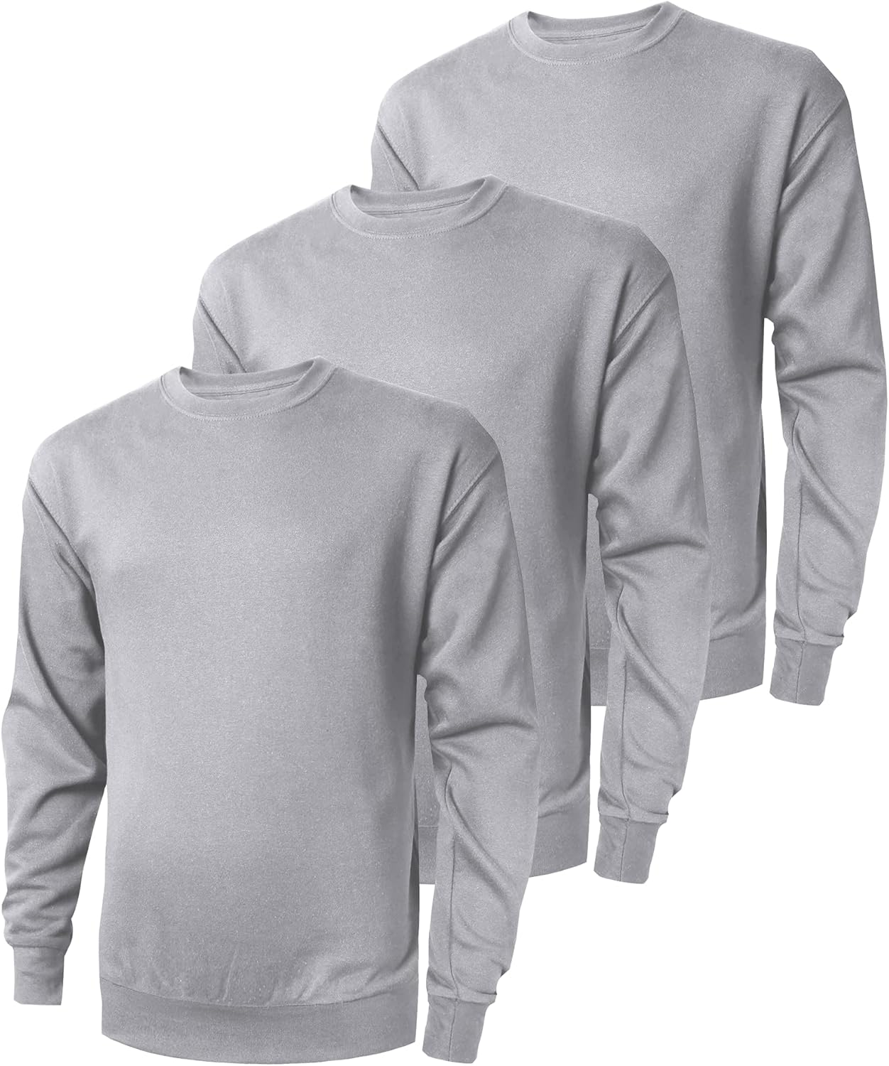 ZITY 3 Pack Men's Crewneck Sweatshirts Lightweight Long Sleeve Casual Pullover Moisture Wicking Sweatshirts for Men