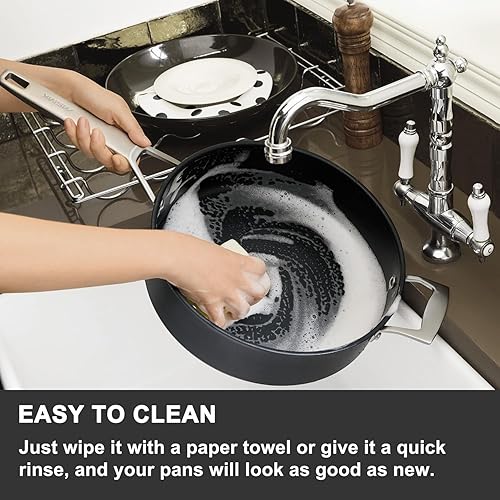 Miniatura 16 de MsMk Olla de 6 cuartos de galón con tapa de vidrio, quemada también antiadherente, duradera antiadherente, apta para horno hasta 700 °F, inducción