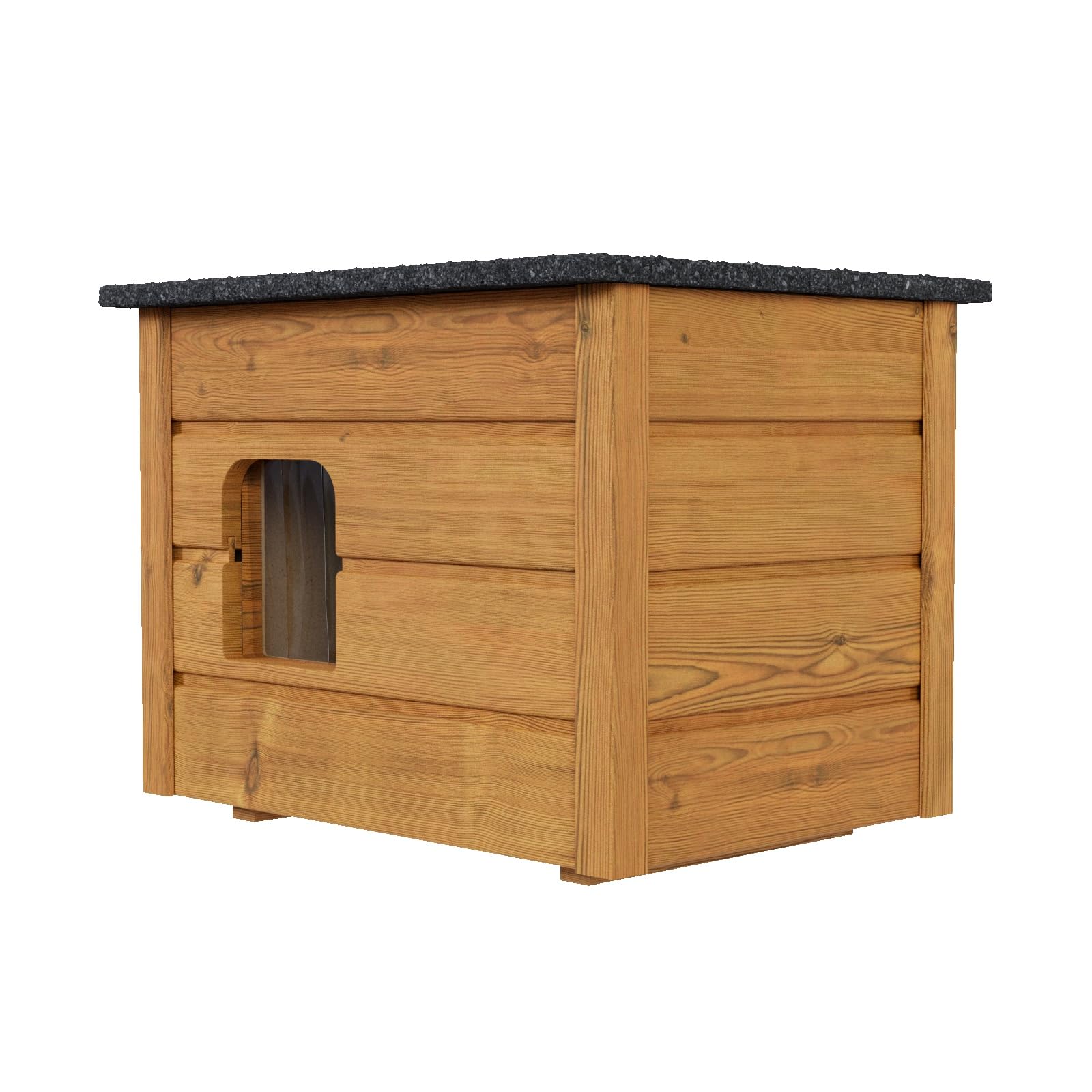 Niche pour chat 57 x 47 cm - Niche d'extérieur pour l'extérieur - Résistante à l'hiver - En bois isolée - Cachette de sécurité et confort - Marron