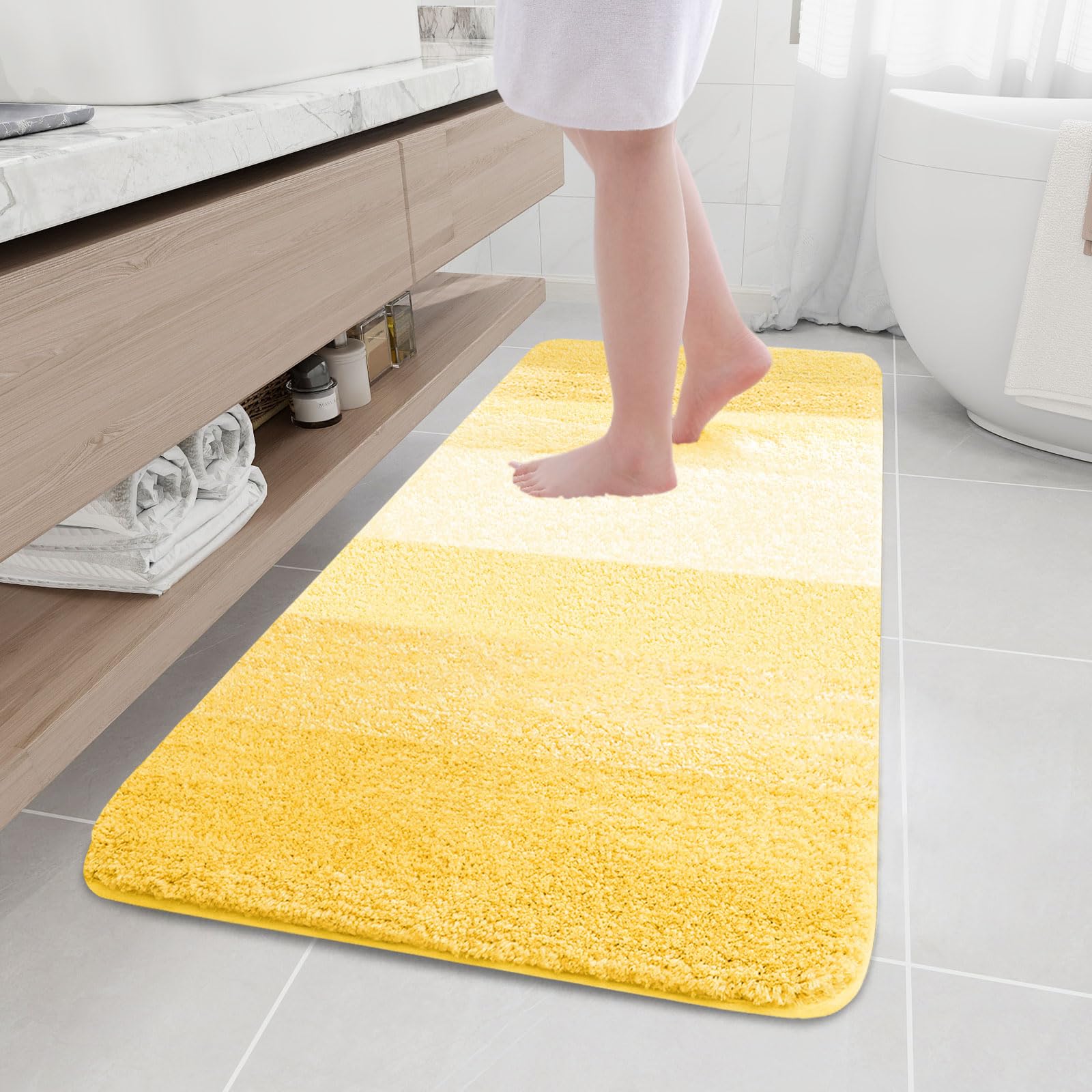 Arotive Microfiber Bathroom Rugs, Shaggy Soft and Absorbent Bath Rug, Non-Slip, Thick Plush Machine Washable Dry Bath Mats for Bathroom, Tub and