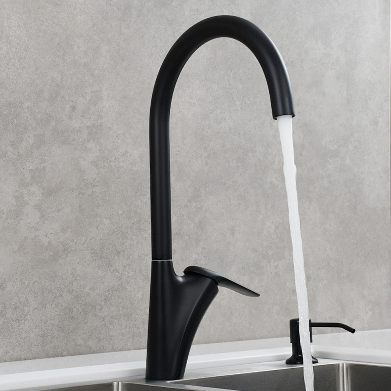 Mitigeur de cuisine en laiton massif noir mat et col de cygne orientable