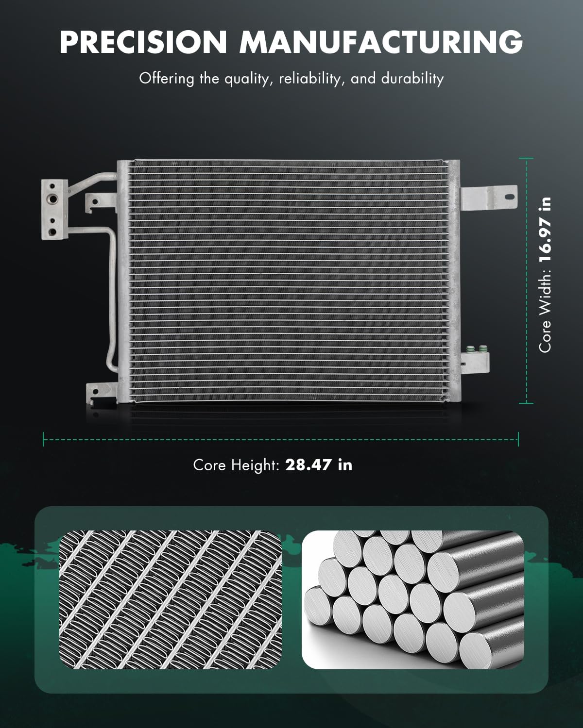 SCITOO Air Conditioning A/C Condenser Compatible for 2007-2011 for Jeep Wrangler 3.8L for OEM:55056726AA;DPI:3587