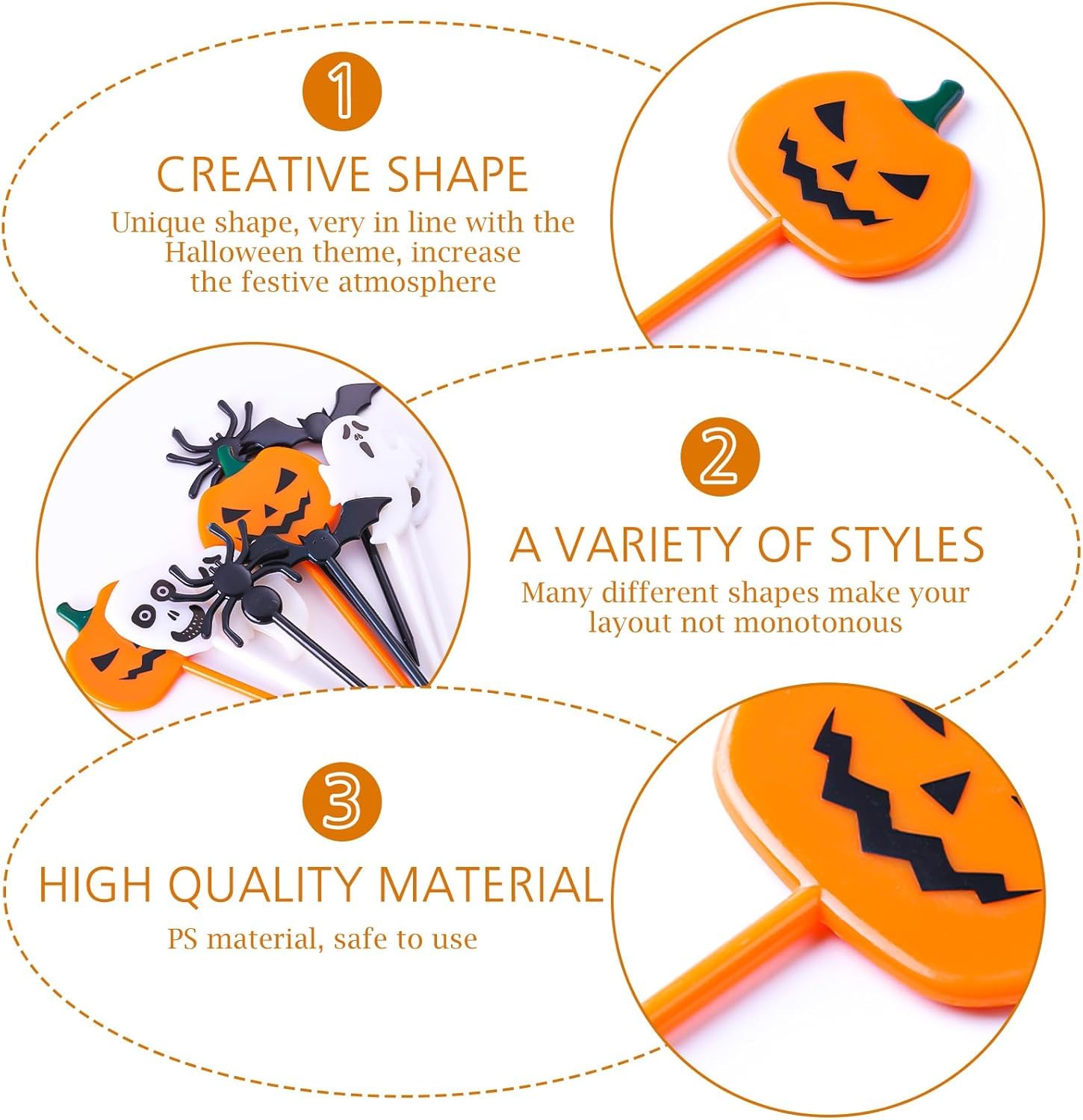 100 Stück Halloween Cupcake Topper - 5 Motive Kuchen Dekoration