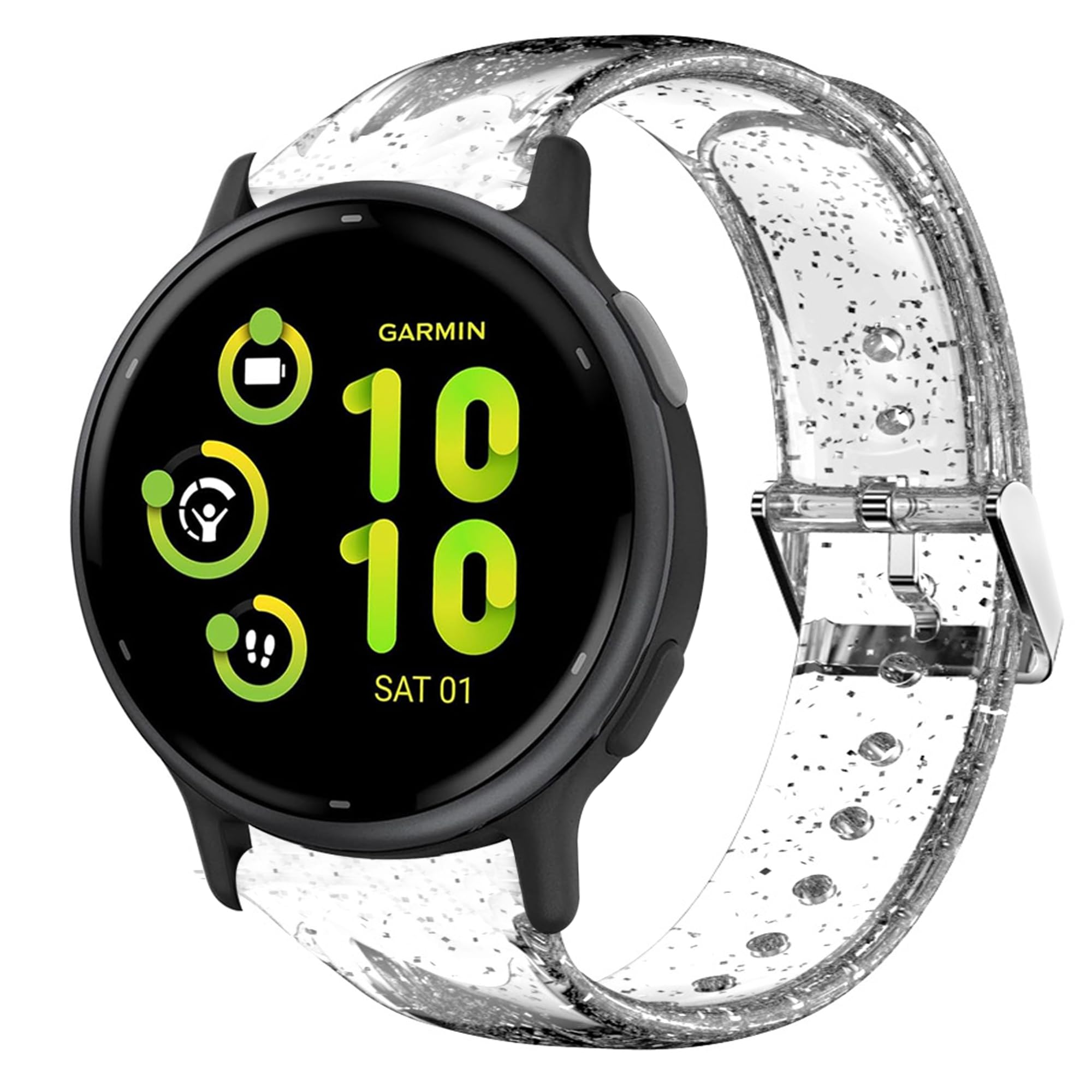 Compatible with Garmin vivoactive 5 Band, Lamshaw 20mm Women, Soft Silicone Glitter Clear Sport Strap Compatible for Garmin vívoactive 5/Approach S12/Approach S40/Approach S42/D2 Air/D2 Air X10-image-6