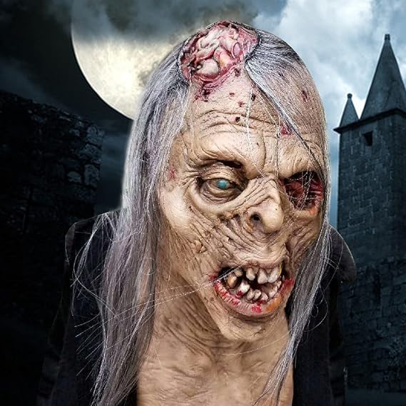 Kuberas Zombie Mask Creepy Old Man Scary Halloween Costume Mask for Adults