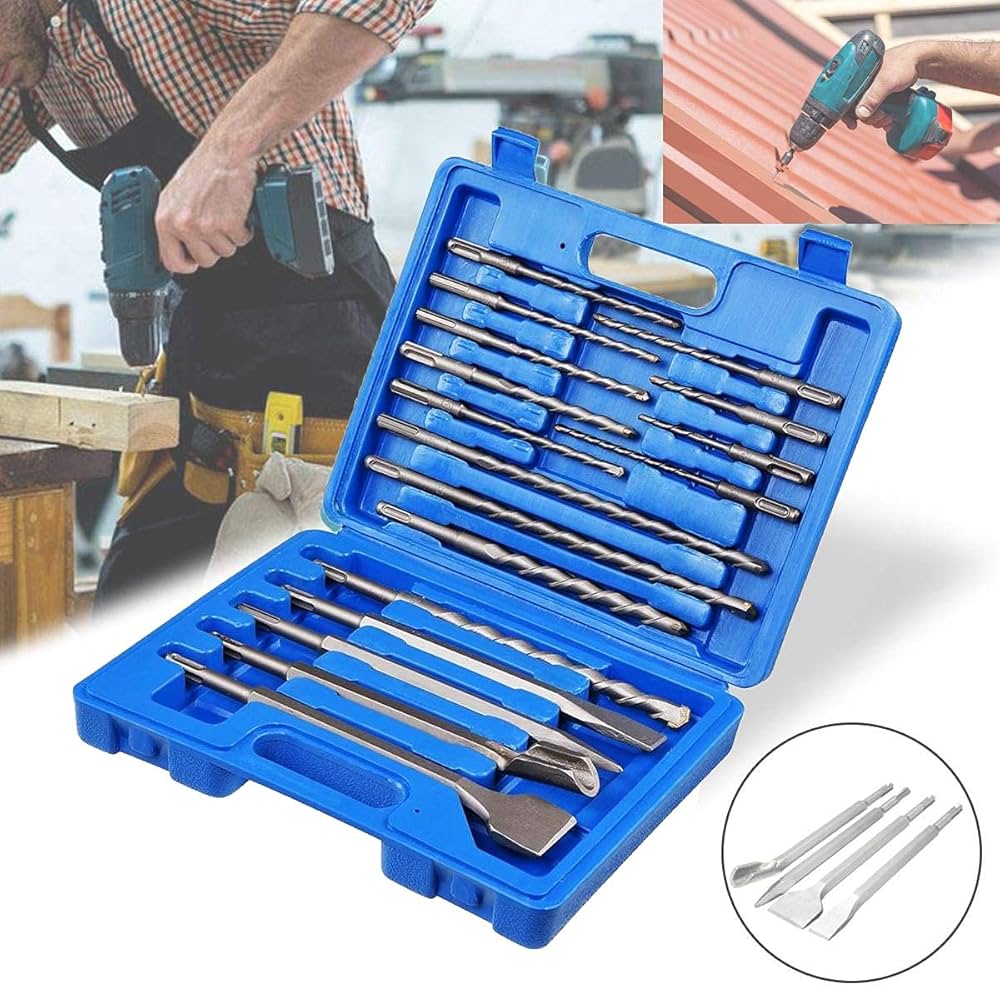 Amazon.co.jp: ロータリーハンマードリルビット17個セット&チゼル SDS