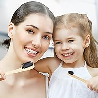 Vista 4 de SEVENHEAD 10 cepillos de dientes de bambú cerdas suaves de madera para adultos, cepillos de dientes naturales biodegradables libres de BPA