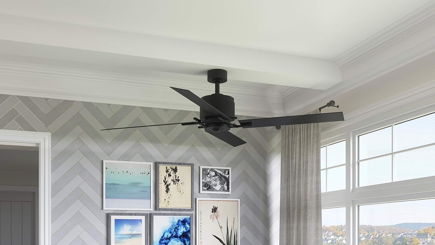 Urban Ambiance Luxury Urban Loft Indoor Ceiling Fan, Medium Size: 15.4" H x 56" W, with Industrial Chic Style Elements, Charcoal Finish, UHP9060 from the Amelia Collection