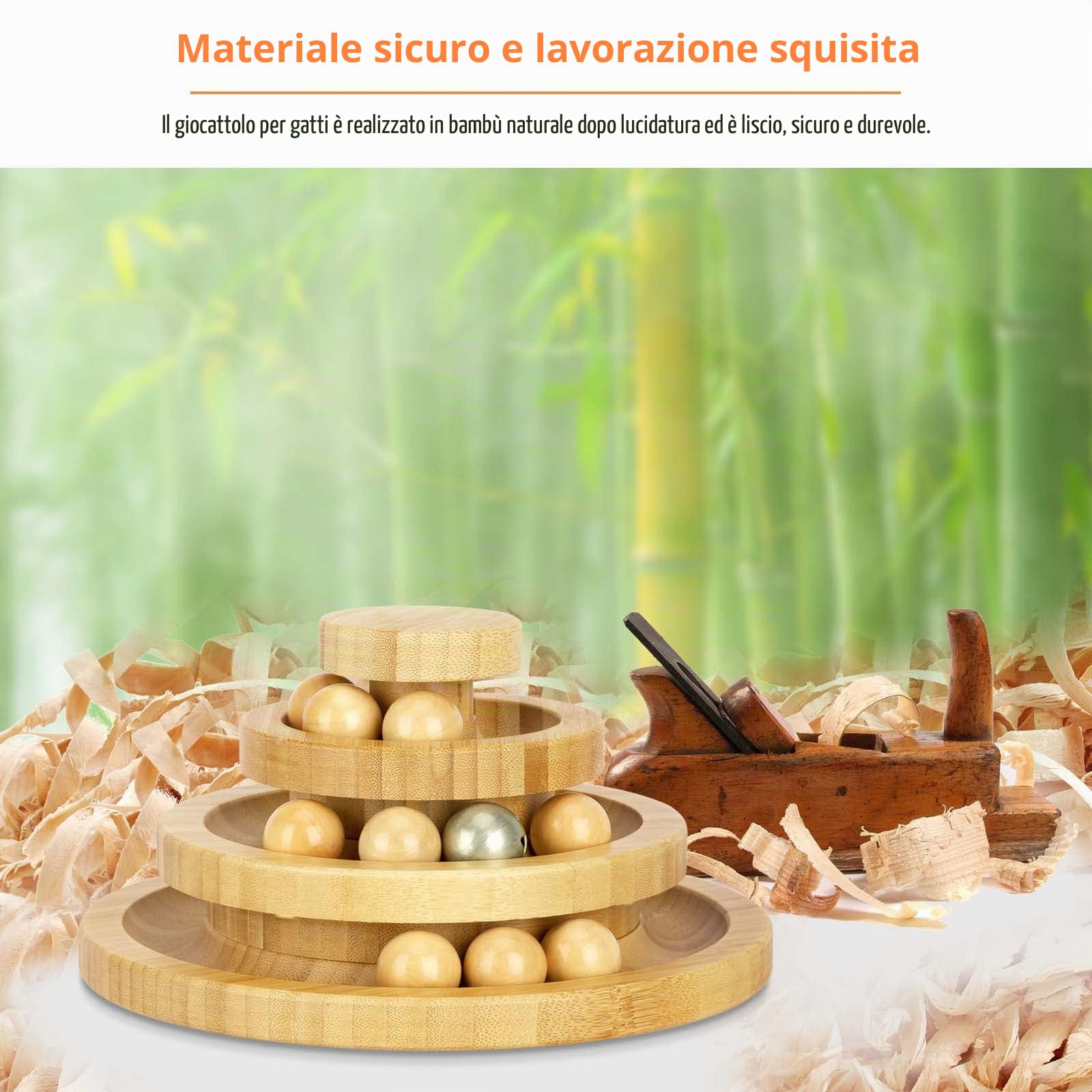 Gioco interattivo per gatti in legno, girevole a due strati Ruota a dondolo Smart Track Ball Regali Giradischi per gatti (di legno 3)