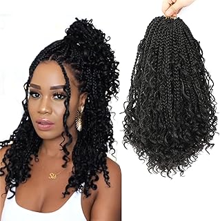 Goddess Box Braids Crochet Hair 14 Polegadas Boho Box Tranças Crochet Box Tranças Extremidades Encaracoladas Pré-loopadas Tranças Crochet 3X Tranças Sintéticas Cabelo