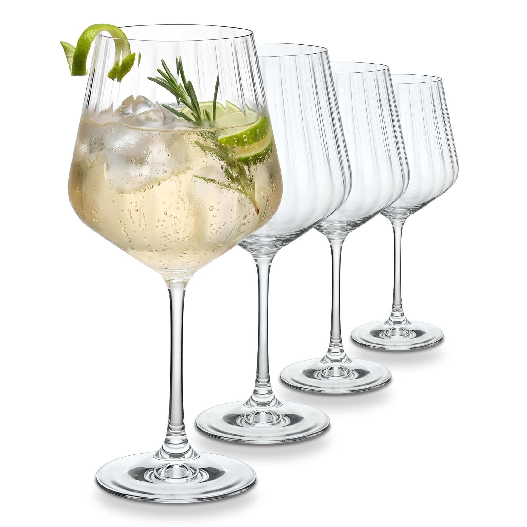 Bicchieri Gin Tonic, 4pz, 57cl, vetro, cristallino, resistente, Aperitivo, Cocktail