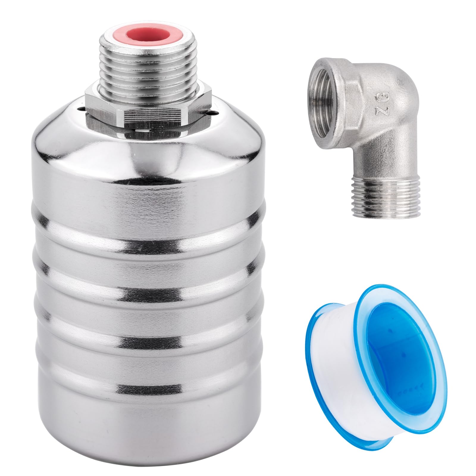 Auto Fill Float Valve for Water Tank, 1/2 Inch Stainless Steel Fully Automatic Shut Off Water Level Control Float Ball Valve for Pool, Livestock Water Trough, Aquariums, Waterer