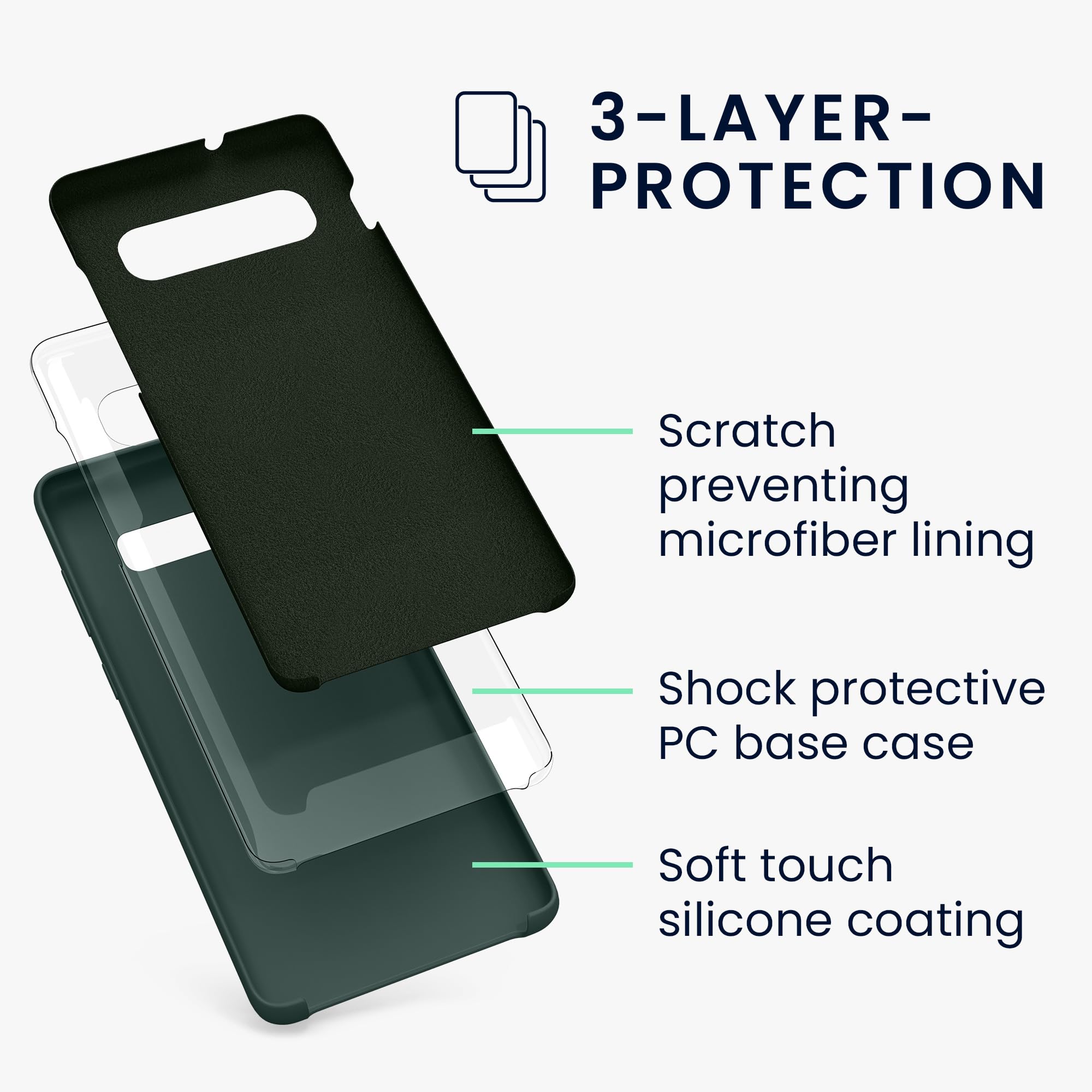 The kwmobile blue green silicone case offers a non-slip grip and robust protection for the Samsung Galaxy S10 Plus.