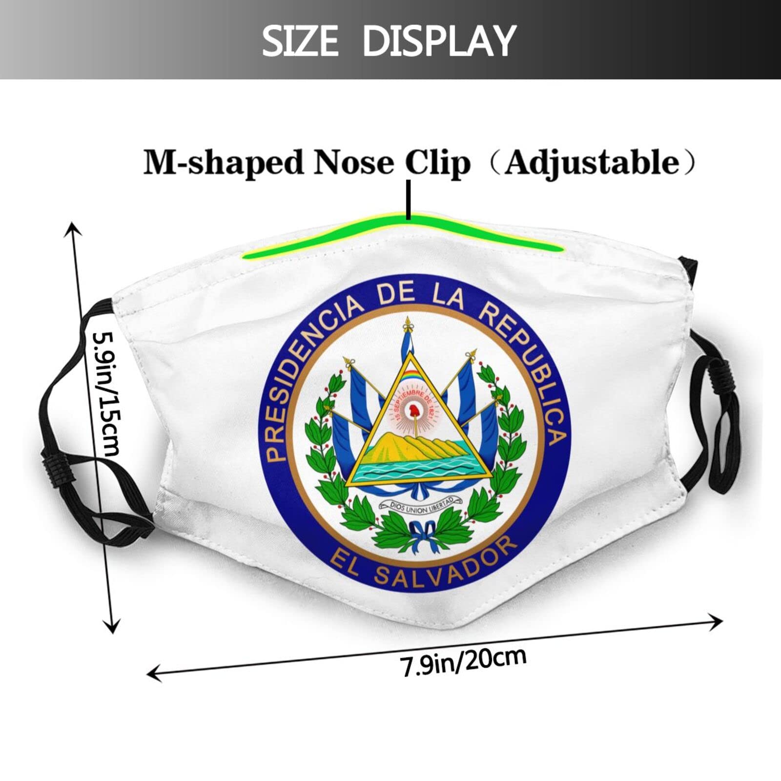 Coat of Arms of El Salvador Mask Protect Respiratory System Breathe with Peace of Mind Black
