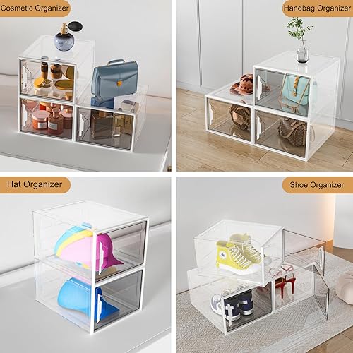 Miniatura 4 de Cajas de zapatos apilables extragrandes  Cajas de almacenamiento de zapatos de plástico transparente con puerta magnética, organizador de zapatos