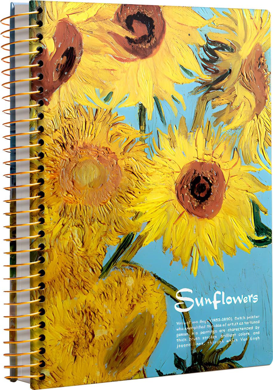 ipoul Large Spiral Notebook, B5, 300 Pages, 8x10 Big Notebook, Hardcover Large Journal, Thick Paper Lined Notebook, Vincent Van Gogh Sunflower gifts