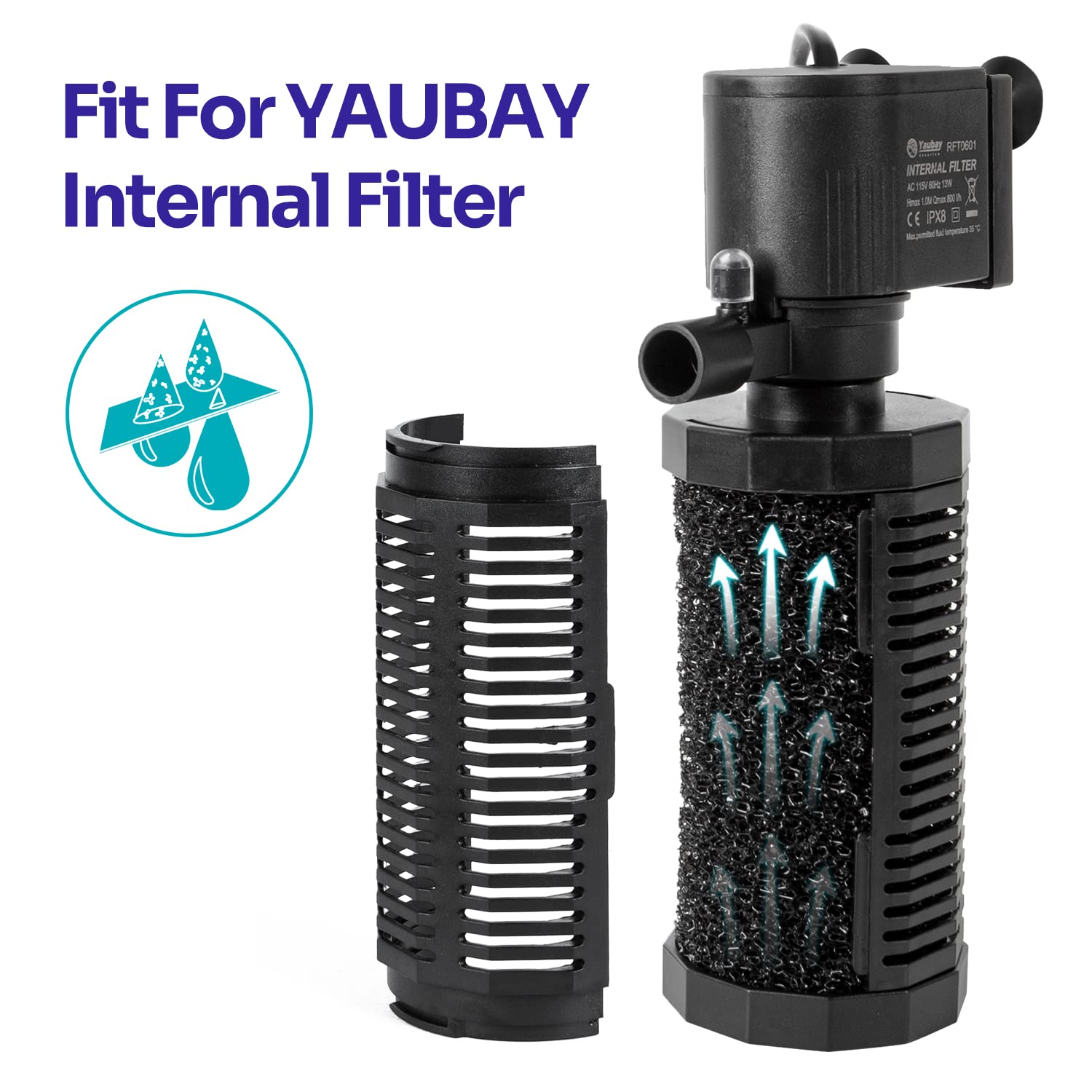 Yaubay 4 Stück Innenfilter Schaumstoff Aquarium Bio Schwamm Rollen Aquarium Filter Zubehör 11,4 x 5,1 cm