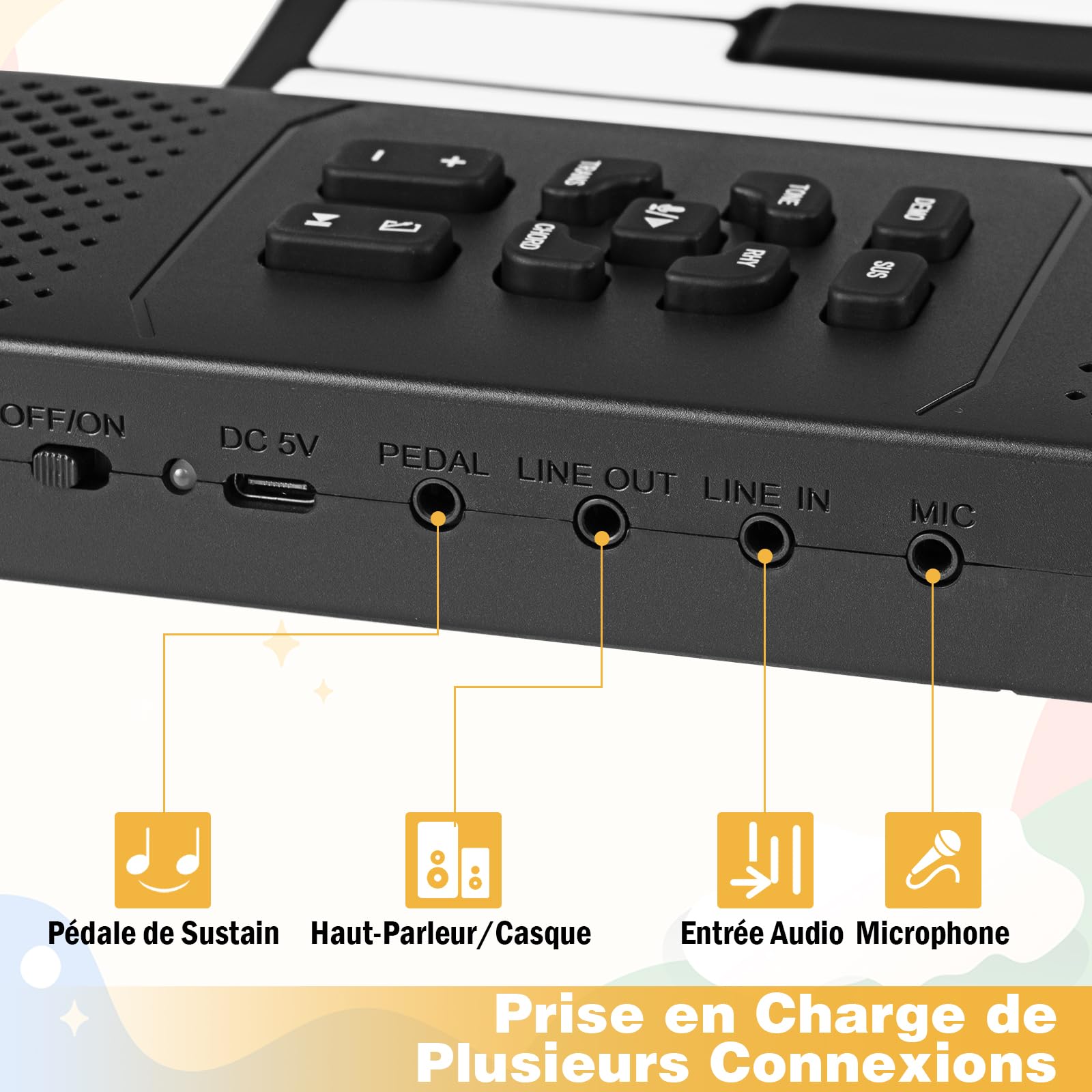COSTWAY Piano Numérique Enroulable 88 Touches avec 128 Rythmes & 128 Sons, Clavier Électronique Portable avec Fonction Bluetooth & MIDI, Haut-Parleurs & Pédale de Sustain pour Enfants ou Débutants