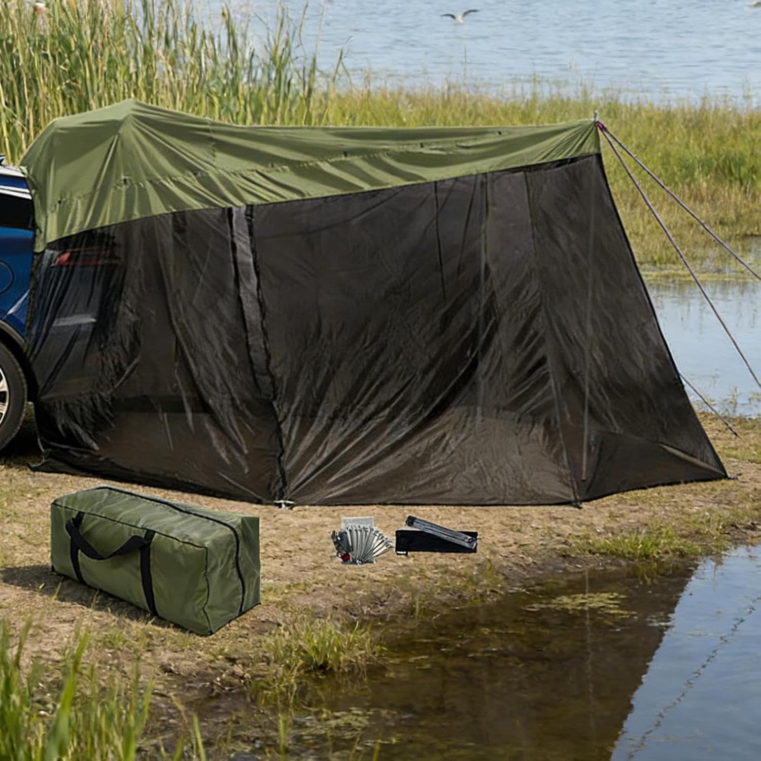 SUV Tents for Camping, Waterproof Anti-UV Awning, 126x78x76.7 Inch Windproof Portable Tailgate Tent for Truck, Vehicle Rear, Hiking, Traveling, Outdoor