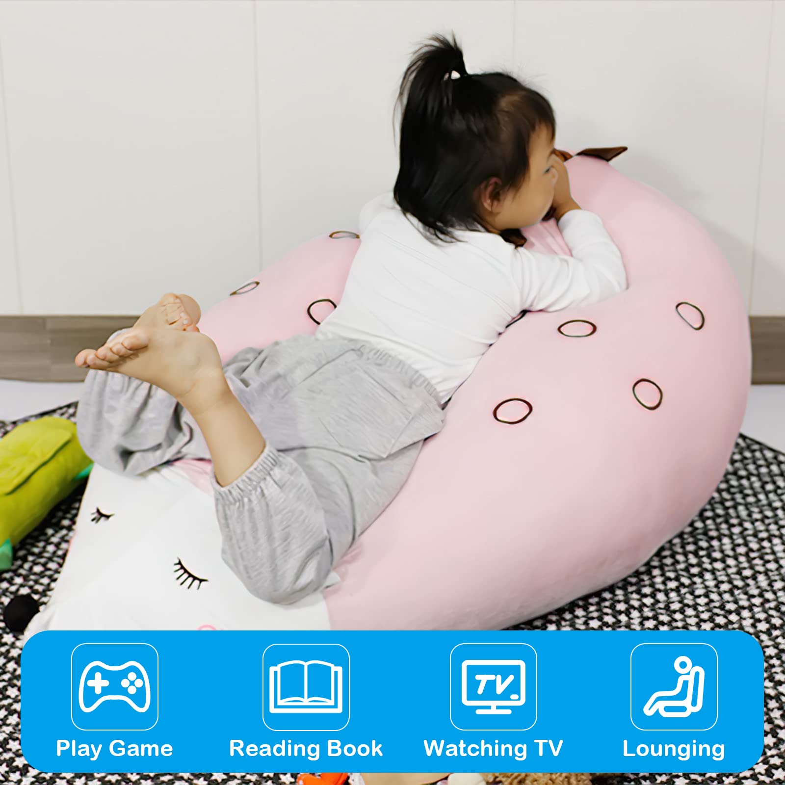iFCOW Almacenamiento de Animales de Peluche Bean Bag Silla para, Cubierta de Almacenamiento de Juguetes de Peluche para niños cómodos Piso Tumbona Erizo