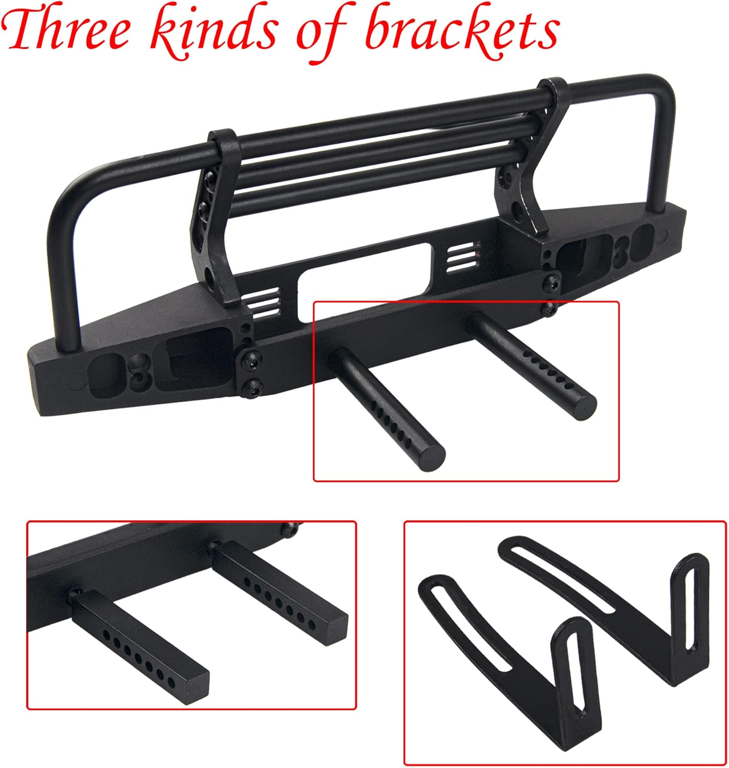 Aluminum Front Bumper with LED Headlights Tow Hook Compatible with Traxxas TRX-4 TRX4 Axial SCX10 SCX10II 90046 90047 1/10 RC Crawler Car