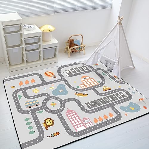 Miniatura 2 de Loartee Soft Kids - Alfombra educativa para niños, alfombra de carretera de 0.78 pulgadas de grosor, alfombrilla de juego del alfabeto y números ABC