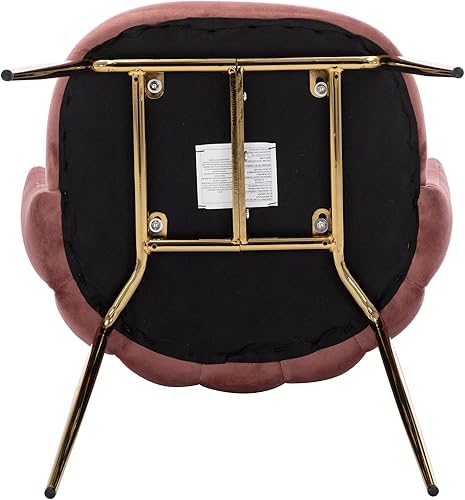 Miniatura 7 de Janoray Juego de 2 sillas de comedor de terciopelo, sillas decorativas modernas con respaldo de pétalos y patas de metal dorado, cómodas sillas