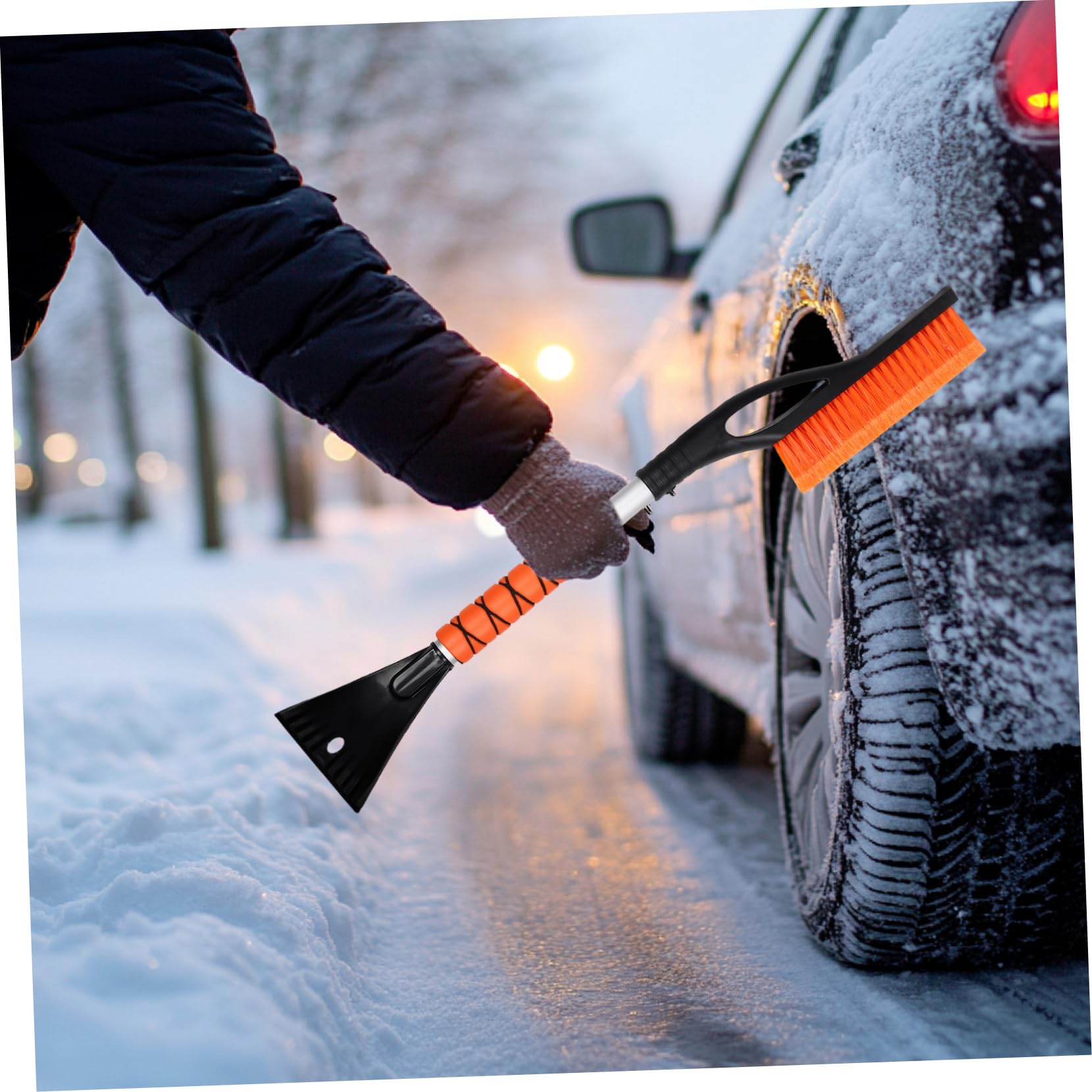 TOPBATHY Spazzola da Neve per Auto Grattugia Ghiaccio Estendibile 2pezzi Impugnatura Antiscivolo per Pulizia Parabrezza in Clima Invernale