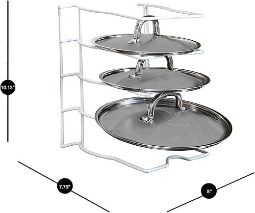 Miniatura 10 de Smart Design Estante de almacenamiento para utensilios y tapas con 4 divisores de compartimentos, marco de metal de acero, acabado resistente a la