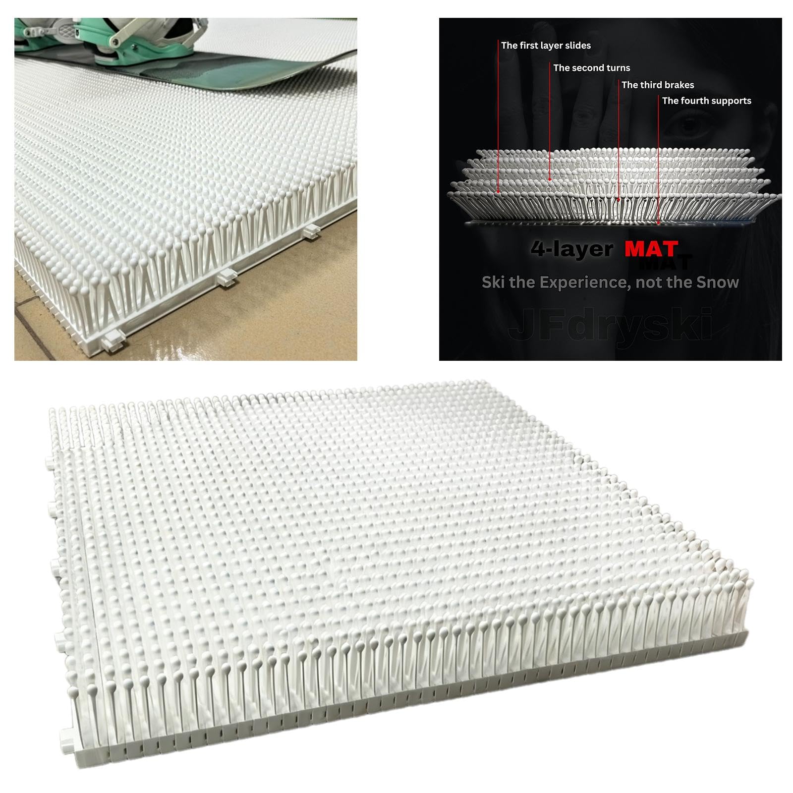 Tapis de Ski Intérieur, Tapis d‘entraînement de Ski à Domicile, Appareil Multifonction pour Simuler Le Ski sur Sol Sec, pour Entraînement et Pratique du Ski sans Neige