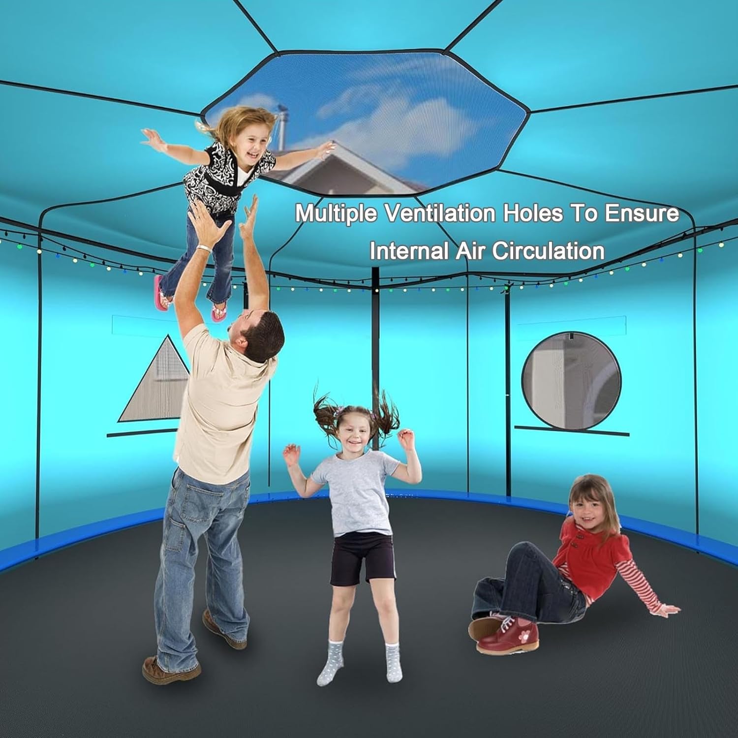 Waterproof Trampoline Tent Canopy with Skylight Window - Sunshade for 6ft, 8ft, 10ft, 12ft, 14ft Trampolines - Perfect Outdoor Protection and Shade Solution