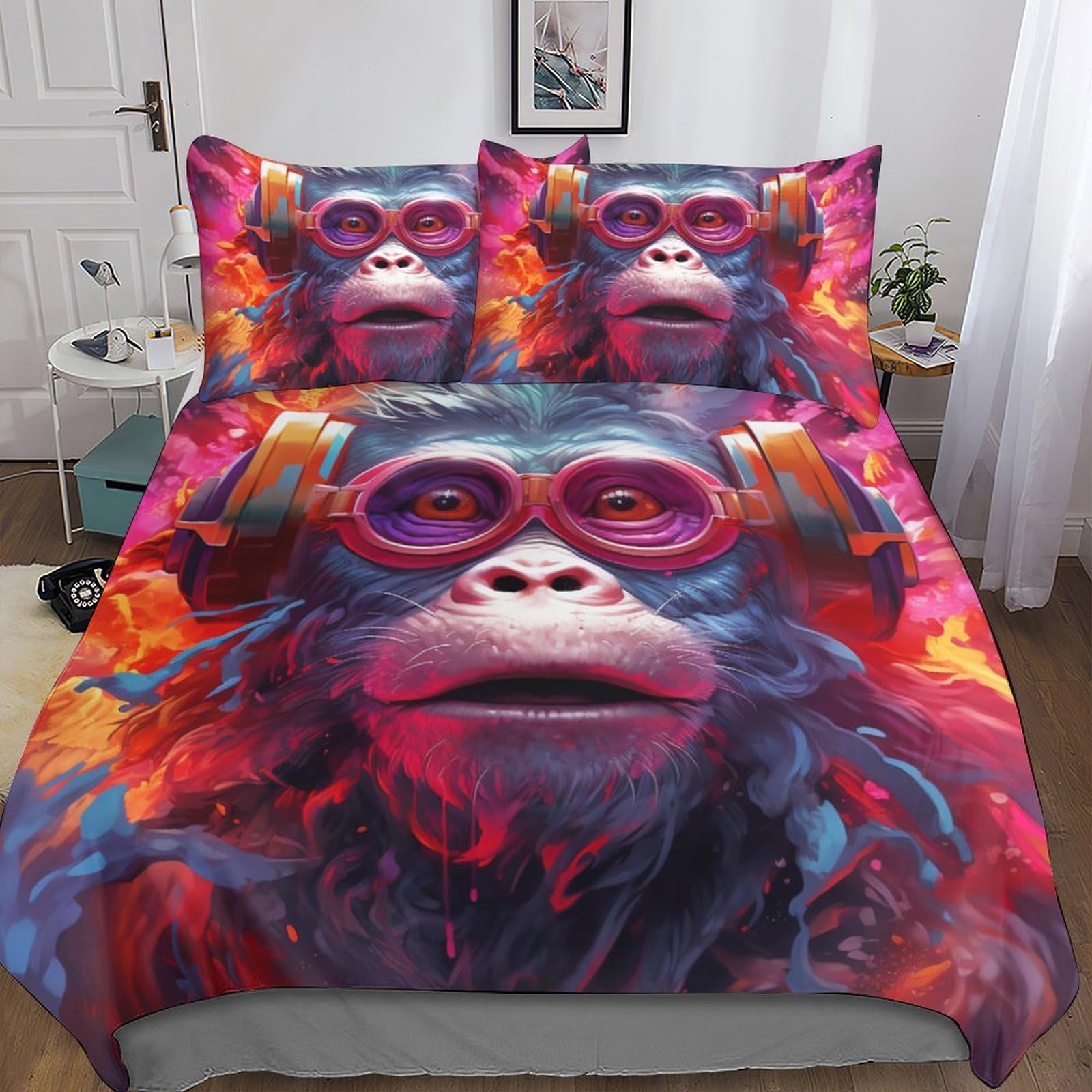 Ensemble de literie doux en microfibre supérieure avec motif 3D animaux sauvages
