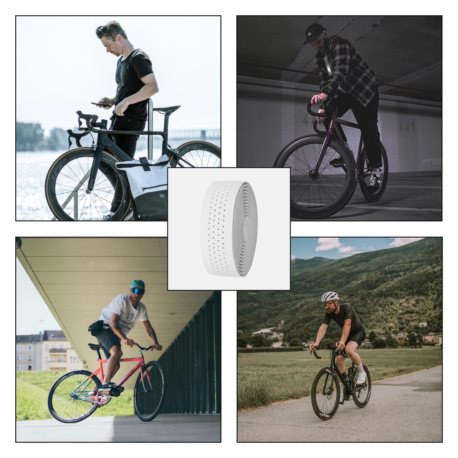 URBAN ZWEIRAD - Nastro per manubrio bicicletta da corsa Extra Dry, bianco, nastro autoadesivo con terminali per manubrio in alluminio, nastro per manubrio bici da corsa, bici da gravel